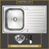 Austen & Co. Verona Stainless Steel Inset Reversible Single Bowl Kitchen Sink With Drainer