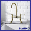 Blanco Vicus Bridge Twin Kitchen Mixer Tap - Brushed Brass