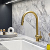 Riobel Azure Mixer with Pull Down Spray Brushed Gold Kitchen Tap