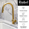 Riobel Azure Mixer with Pull Down Spray Brushed Gold Kitchen Tap