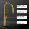 Riobel Solstice Mixer with Pull Down Spray Brushed Gold Kitchen Tap