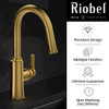 Riobel Trattoria Mixer with Pull Down Spray Round Spout Brushed Gold Kitchen Tap
