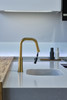 Riobel Trattoria with Pull Down Spray and Square Spout Brushed Gold Kitchen Tap