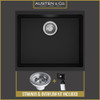 Austen & Co. Siena Inset & Undermount Large Single Bowl Granite Kitchen Sink - Black