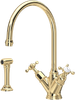 Perrin & Rowe Minoan 4365 (with Rinse) Kitchen Tap - Polished Brass