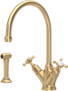Perrin & Rowe Minoan 4365 (with Rinse) Kitchen Tap - Satin Brass