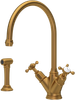 Perrin & Rowe Minoan 4365 (with Rinse) Kitchen Tap - Aged Brass