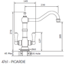 Perrin and Rowe Picardie 4761 Kitchen Tap - Polished Brass
