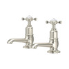 Perrin & Rowe 3476 Pair Basin Pillar Taps, Crosshead Handles - Pewter