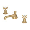 Perrin & Rowe 3706 Three Hole Basin Tap Set, Crosshead Handles - Satin Brass