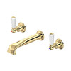 Perrin & Rowe 3560 Three Hole Basin Set Tap, Lever Handles - Polished Brass