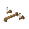 Perrin & Rowe 3580 Three Hole Bath Mixer Set Tap, Lever Handles - English Bronze