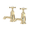 Perrin & Rowe 3456 Pair Bath Tap, Crosshead Handles - Gold