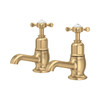 Perrin & Rowe 3456 Pair Bath Tap, Crosshead Handles - Satin Brass