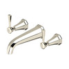 Perrin & Rowe 3170 Three Hole Wall Mounted Basin Mixer Tap, Lever Handles - Nickel