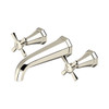Perrin & Rowe 3171 Three Hole Wall Mounted Basin Mixer Tap, Crosshead Handles - Nickel