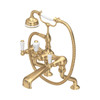Perrin & Rowe 3500 Pillar Mounted Shower Mixer Tap, Lever Handles - Satin Brass