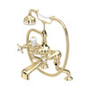 Perrin & Rowe 3501 Pillar Mounted Shower Mixer Tap, Crosshead Handles - Gold