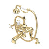 Perrin & Rowe 3501 Pillar Mounted Shower Mixer Tap, Crosshead Handles - Polished Brass