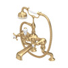 Perrin & Rowe 3501 Pillar Mounted Shower Mixer Tap, Crosshead Handles - Satin Brass