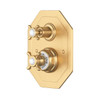 Perrin & Rowe 5556 Concealed Thermostatic Shower Valve, Crosshead Handles - Satin Brass