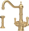 Perrin & Rowe 1770 Celeste 3 in 1 Instant Hot Water Kitchen Mixer Tap and Rinse - Satin Brass