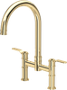 Perrin & Rowe Armstrong 4593HT Bridge Mixer Tap with Textured Handle - Polished Brass
