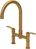 Perrin & Rowe Armstrong 4593HT Bridge Mixer Tap with Textured Handle - Aged Brass