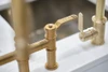 Perrin & Rowe Armstrong 4549HT Bridge Mixer Tap with Pull Down Rinse with Textured Handle - Aged Brass