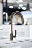 Perrin & Rowe Armstrong 4544HT Single Lever Mixer Tap with Pull Down Rinse with Textured Handle - Satin Brass