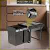 Austen & Co. 40L Built-In Hinged Cupboard Kitchen Bin - 2 Compartments