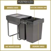 Austen & Co. 60L Built-In Hinged Cupboard Kitchen Bin - 2 Compartments