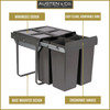 Austen & Co. 68L Built-In Hinged Cupboard Kitchen Bin - 4 Compartments