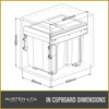 Austen & Co. 40L Pull Out Cupboard Kitchen Bin - 2 Compartments