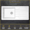 Austen & Co. Matera Single Bowl Inset Ceramic Kitchen Sink with Drainer