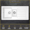 Austen & Co. Matera 1.5 Bowl Inset Ceramic Kitchen Sink with Drainer