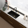 Franke Maris Stripes U Pull Down Mixer Tap - Matt Black / Gold