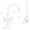 Caple Avel Puriti Triple Lever Kitchen Tap - Brushed Nickel