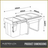 Austen & Co. 40L Built-In Pull Out Cupboard Kitchen Bin - 2 Compartments