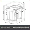 Austen & Co. 40L Built-In Pull Out Cupboard Kitchen Bin - 2 Compartments