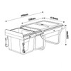 Austen & Co. 30L Built-In Hinged Cupboard Kitchen Bin - 2 Compartments