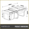 Austen & Co. 30L Built-In Hinged Cupboard Kitchen Bin - 2 Compartments