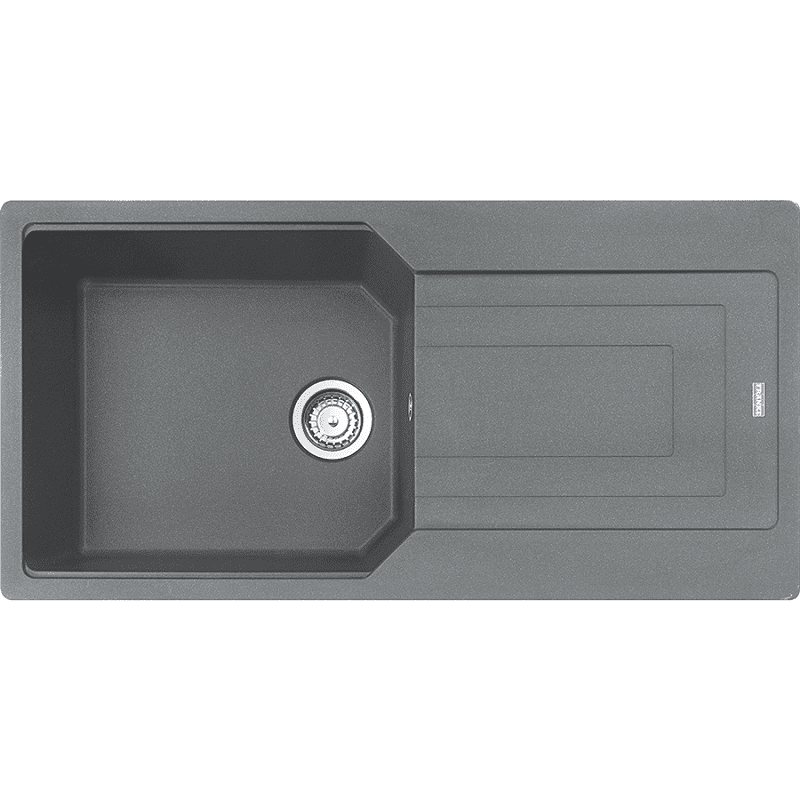Franke Urban Granitspüle UBG 611-86 In Onyx – 1½ Zoll Ablauf Mit Exzenter-Betätigung Und Abtropfschale