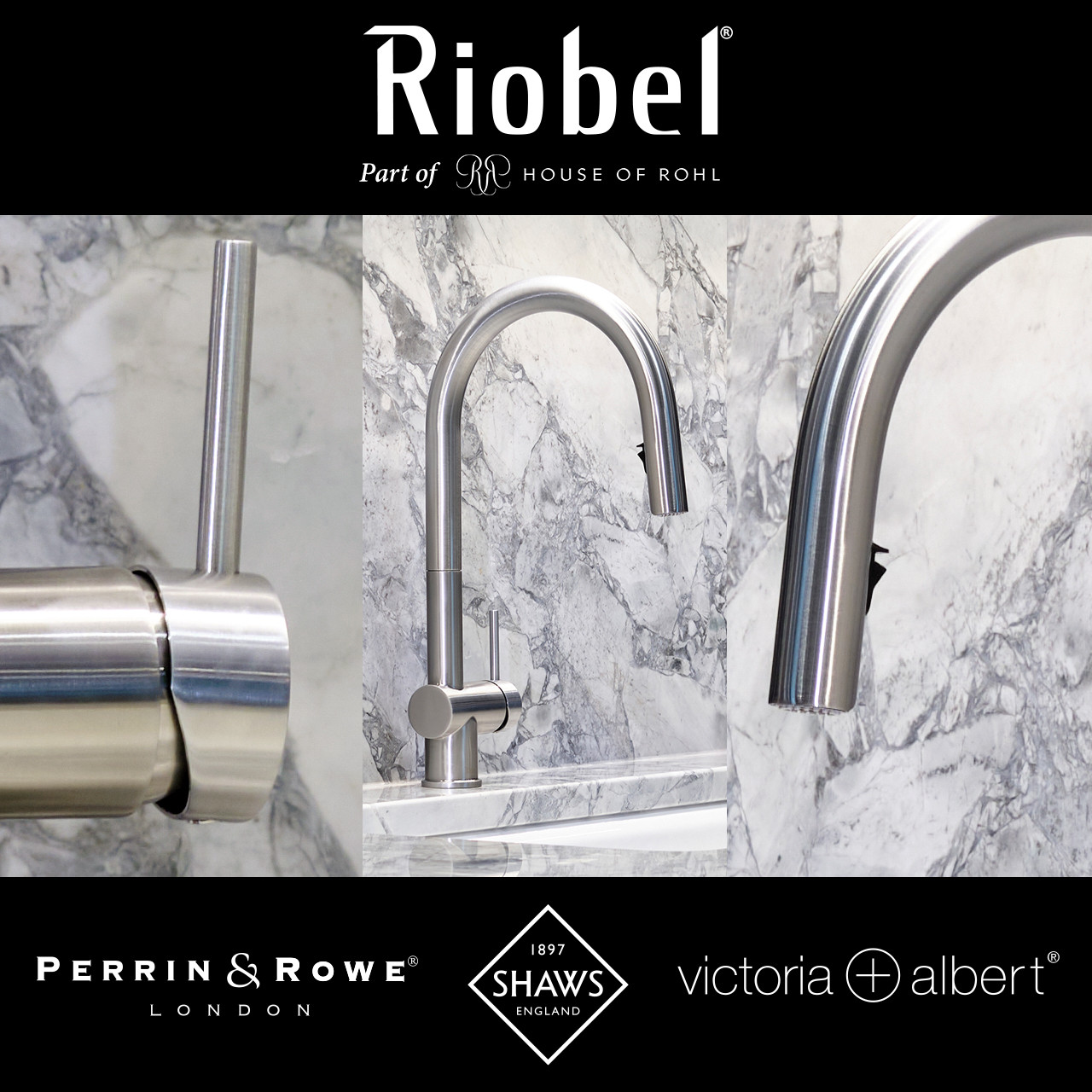Riobel Azure Stainless Steel Pull Down Mixer Tap