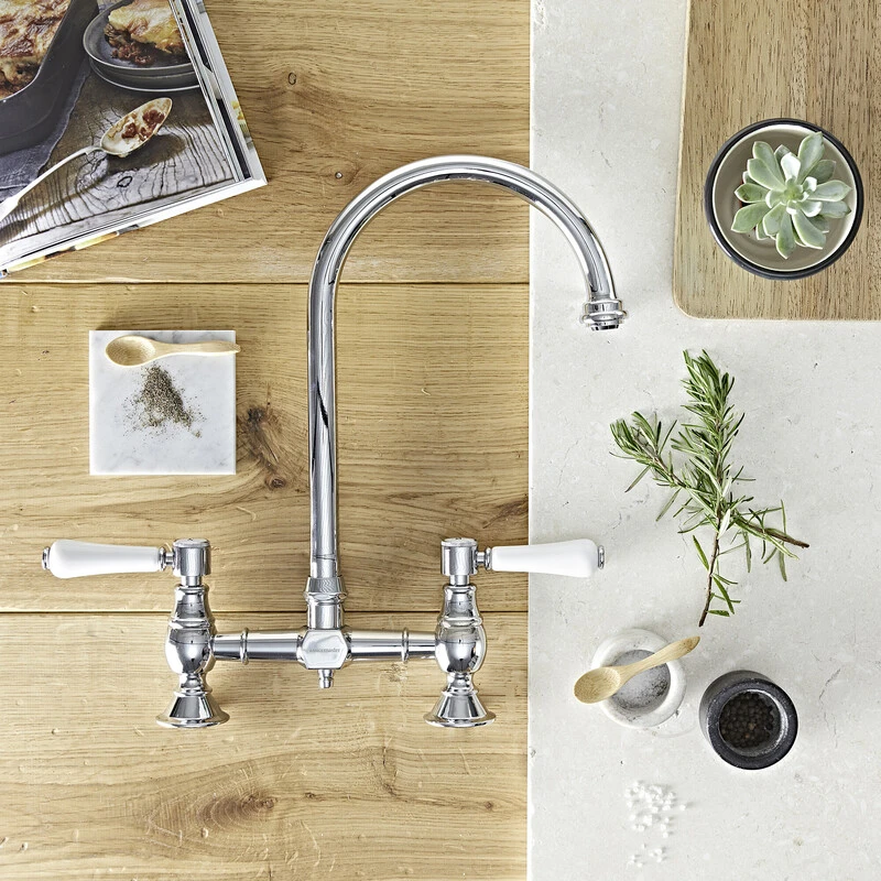 Rangemaster Belfast Bridge Dual Mixer Tap - Chrome | sinks.co.uk