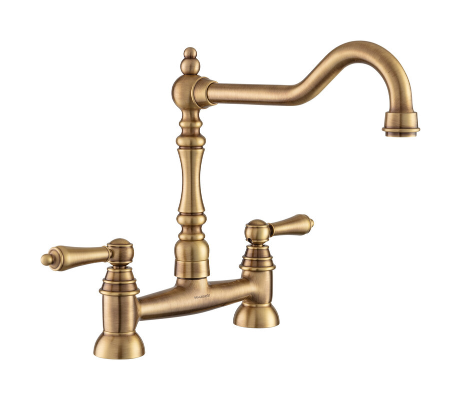 Rangemaster Waverley Bridge Mixer Tap Antique Brass | Sinks