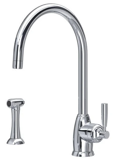 Perrin & Rowe Mimas - C Spout 4846 (with Rinse) Kitchen Tap - Chrome