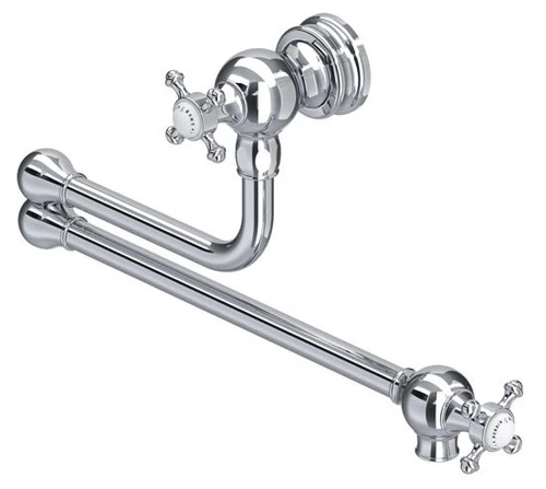Perrin & Rowe Pot Filler 4798 - Crosshead Handle Kitchen Tap - Chrome