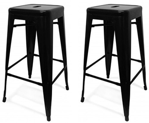 Set of 2 Oslo Bar Stools Black Set of 2 Oslo Bar Stools Black