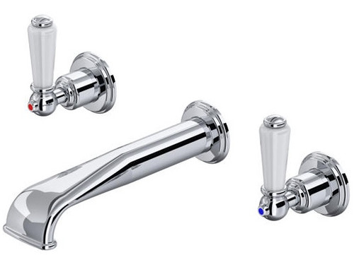 Perrin & Rowe 3560 Three Hole Basin Set Tap, Lever Handles - Chrome